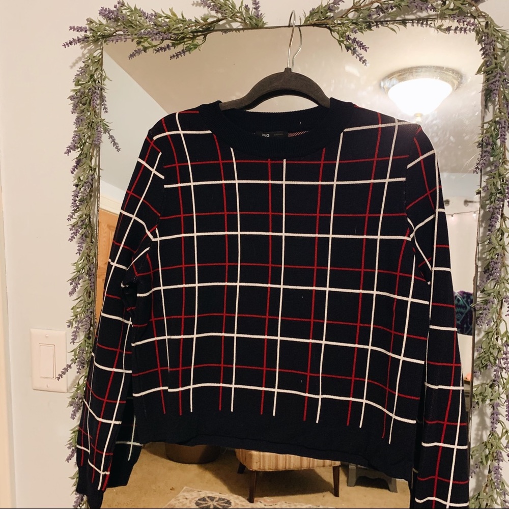 MNG Navy White and Red Sweater Size M